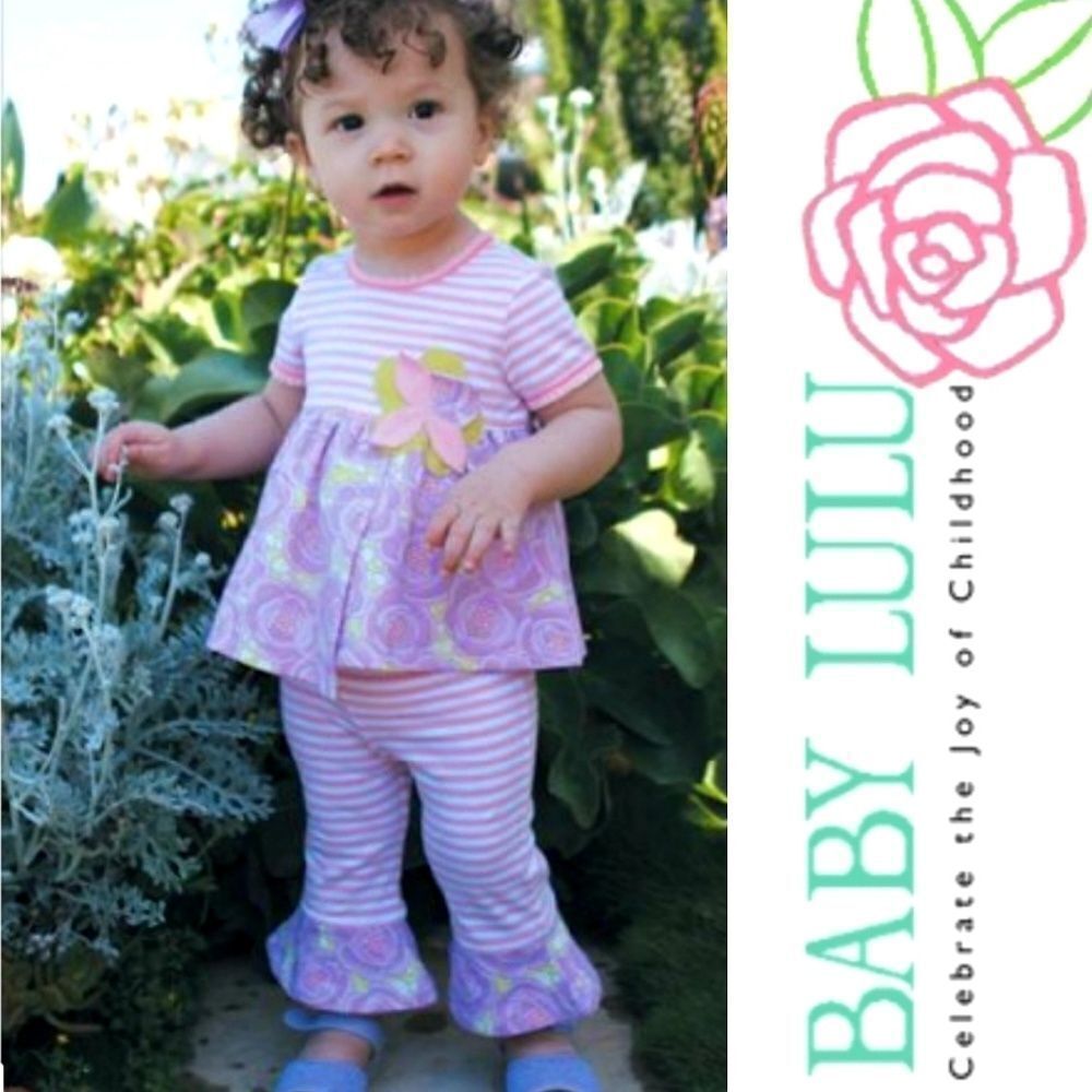 VINTAGE! Baby Lulu Rosebud Swing Top & Flare Leggings